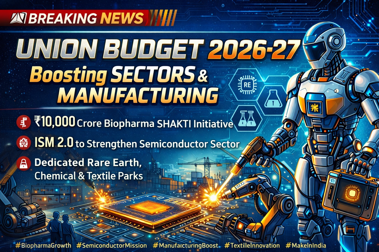 Union Budget 2026-27 Prioritises Expansion of Manufacturing Across Seven Strategic Sectors