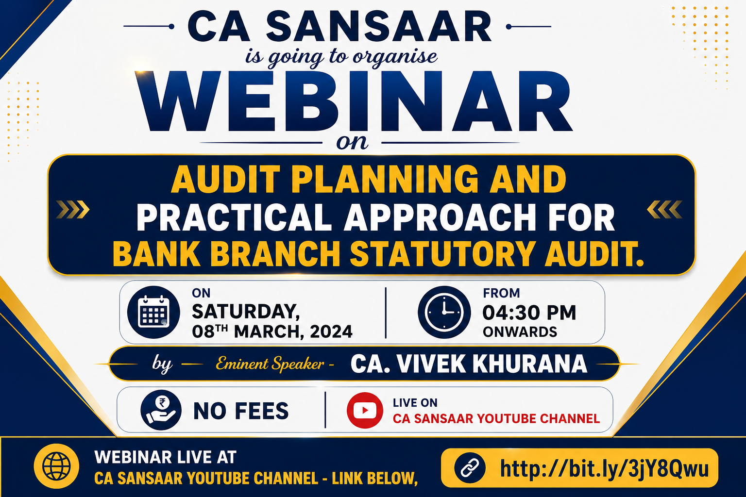 Backend Webinar on Audit Planning and Practical Approach for Bank Branch Statutory Audit