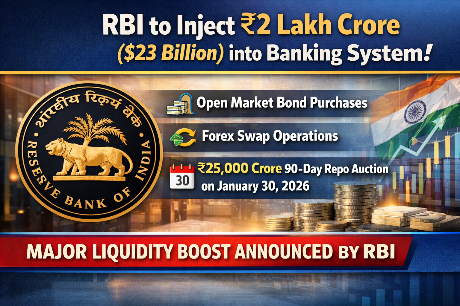 RBI Announces Liquidity Boost of Over Rs. 2 Lakh Crore for Banking System